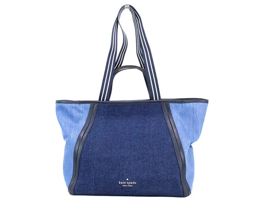 "Rainbow Galore Top Pick" Kate Spade Rosie Large Blue Colorblock Denim Slouchy Tote