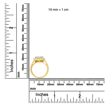 Jewelry - 2 Micron Yellow Plated Sterling Silver Diamond Cluster Ring (1 1/2 cttw, J-K Color, I1-I2 Clarity)