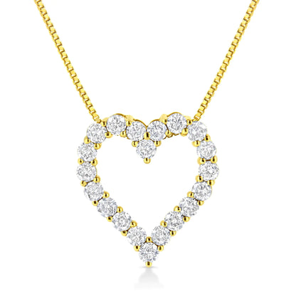 Gioielli - Collana con ciondolo classico a forma di cuore aperto da 18" in argento sterling .925 placcato oro giallo 14K con diamanti taglio rotondo da 2,0 ct (colore KL, purezza I2-I3)