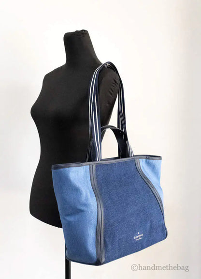 "Rainbow Galore Top Pick" Kate Spade Rosie Large Blue Colorblock Denim Slouchy Tote