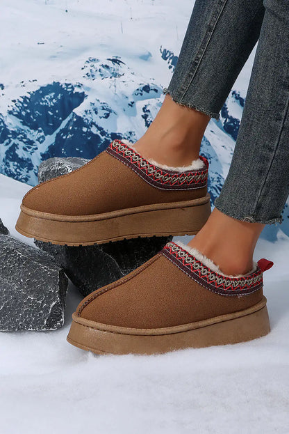 Suede Chestnut Print Plush Lined Snow Boots