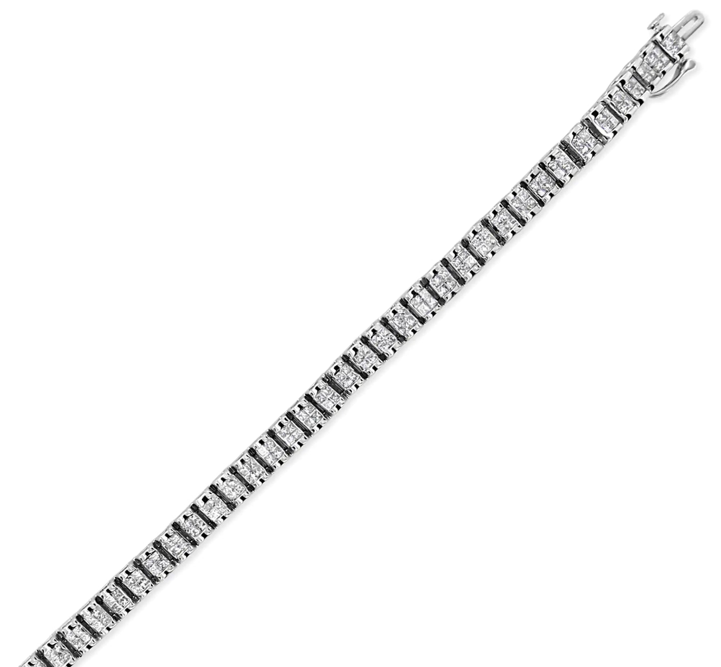 Jewelry - 14K White Gold 3.00 Cttw Princess Diamond Composite Link Tennis Bracelet (I-J Color, I1-I2 Clarity) - 7.25"