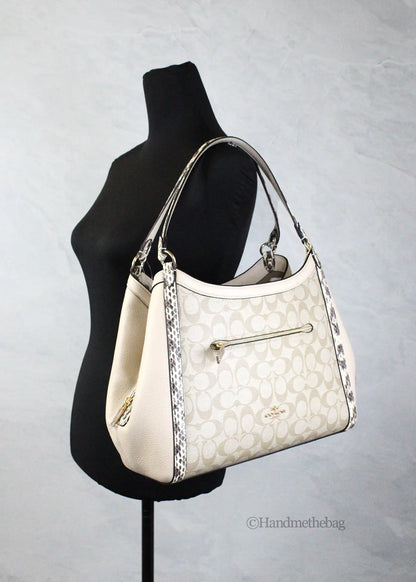 Coach Kristy Snakeskin Leather Triple Compartment Shoulder Bag