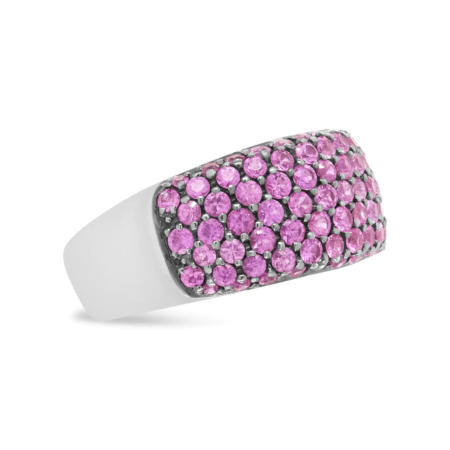 Jewelry - 18K White Gold and Black Rhodium Multi Row Pink Sapphire Classic Band Ring