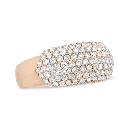 Jewelry - 18K Rose Gold 1.00 Cttw Diamond Multi Row Dome Band Ring (F-G Color, VS1-VS2 Clarity)