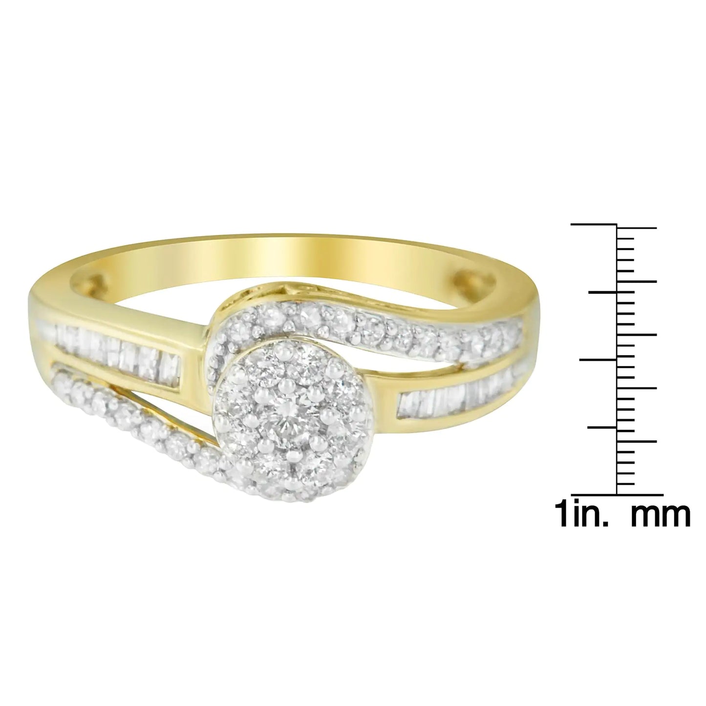 Jewelry - 10K Yellow Gold Diamond Cluster Ring (1/2 Cttw, I-J Color, I2-I3 Clarity)