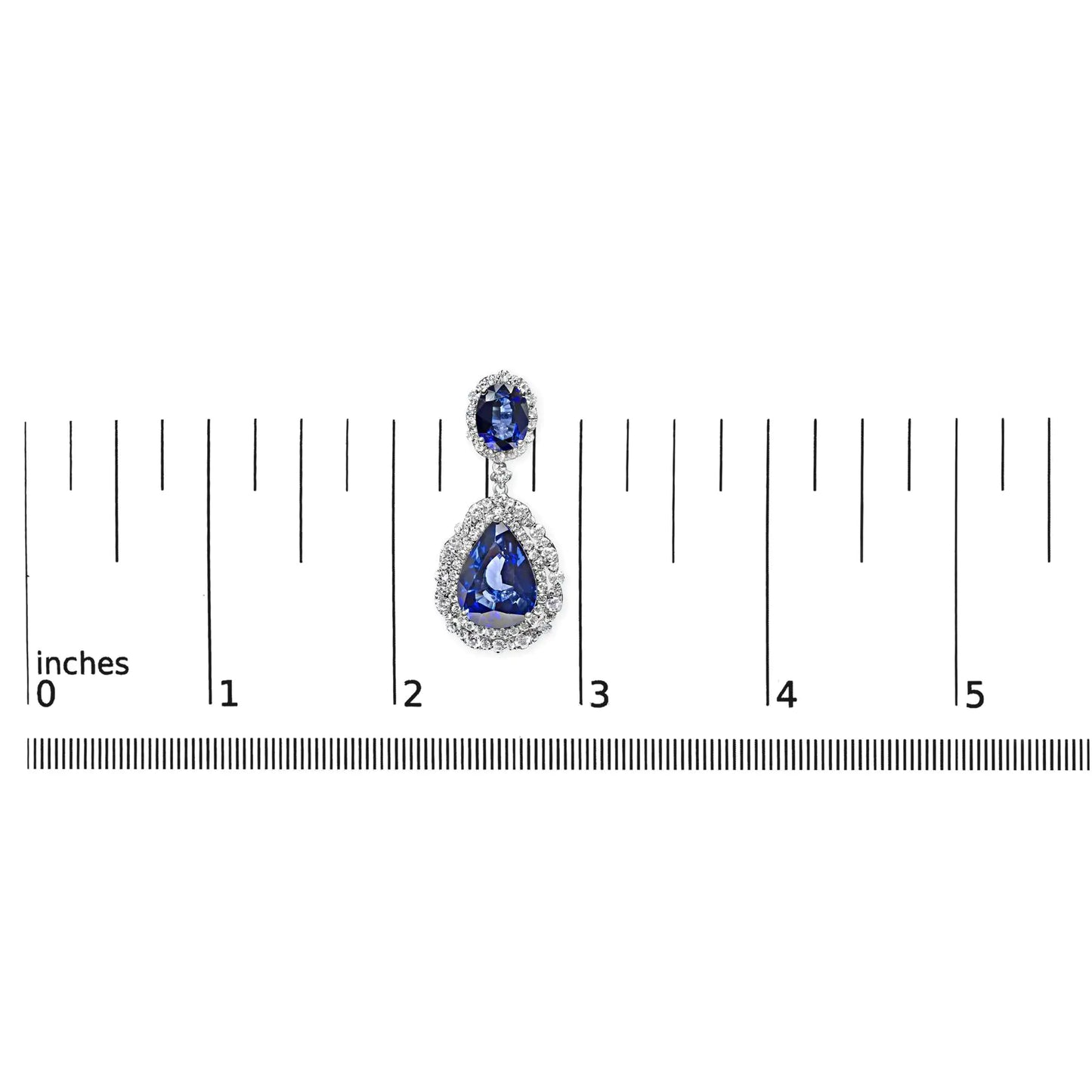 Jewelry -  18K White Gold Blue Sapphire 2 3/4 Cttw Diamond Halo Drop Dangle Earring (G-H Color, SI1-SI2 Clarity)