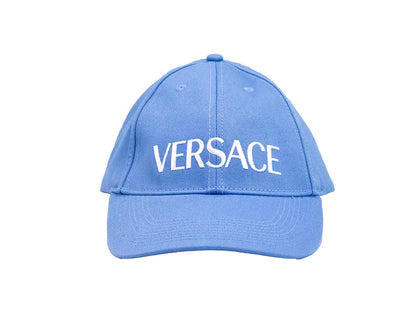 Versace Sky Blue Cotton Embroidered Logo Adjustable Baseball Hat