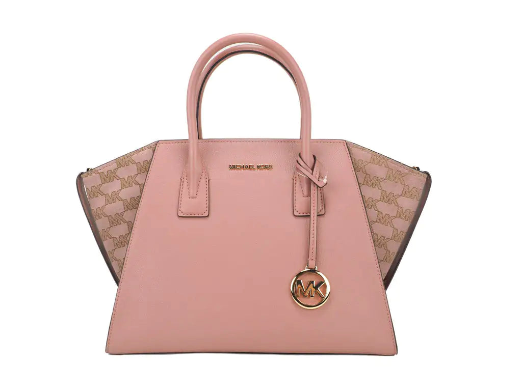 Michael Kors Avril Large Rose Leather Top Zip Satchel