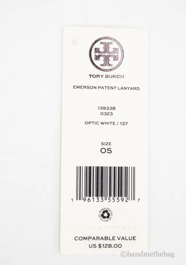 Tory Burch (139338) Emerson Optic White Patent Leather Necklace Lanyard Card Case