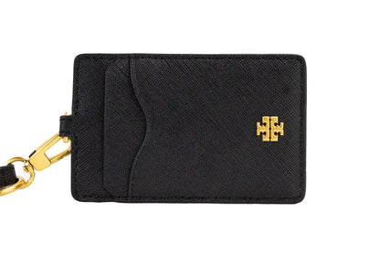 Tory Burch (136584) Emerson Black Saffiano Leather Necklace Lanyard Card Case