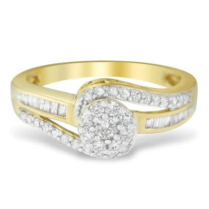 Jewelry - 10K Yellow Gold Diamond Cluster Ring (1/2 Cttw, I-J Color, I2-I3 Clarity)