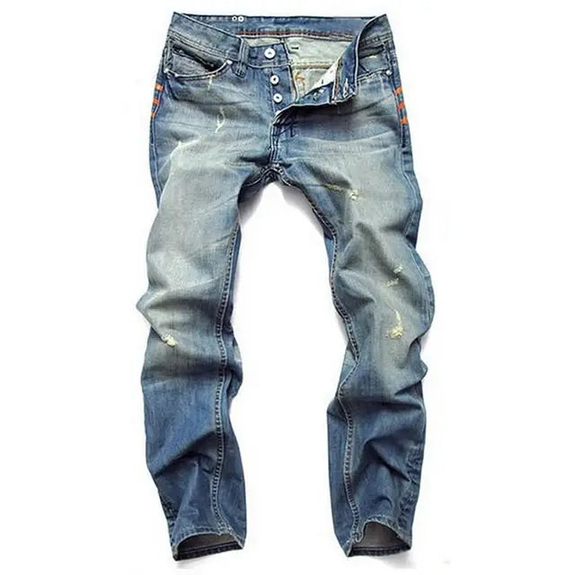 Men Jeans Straight Cotton High Quality Denim Pants