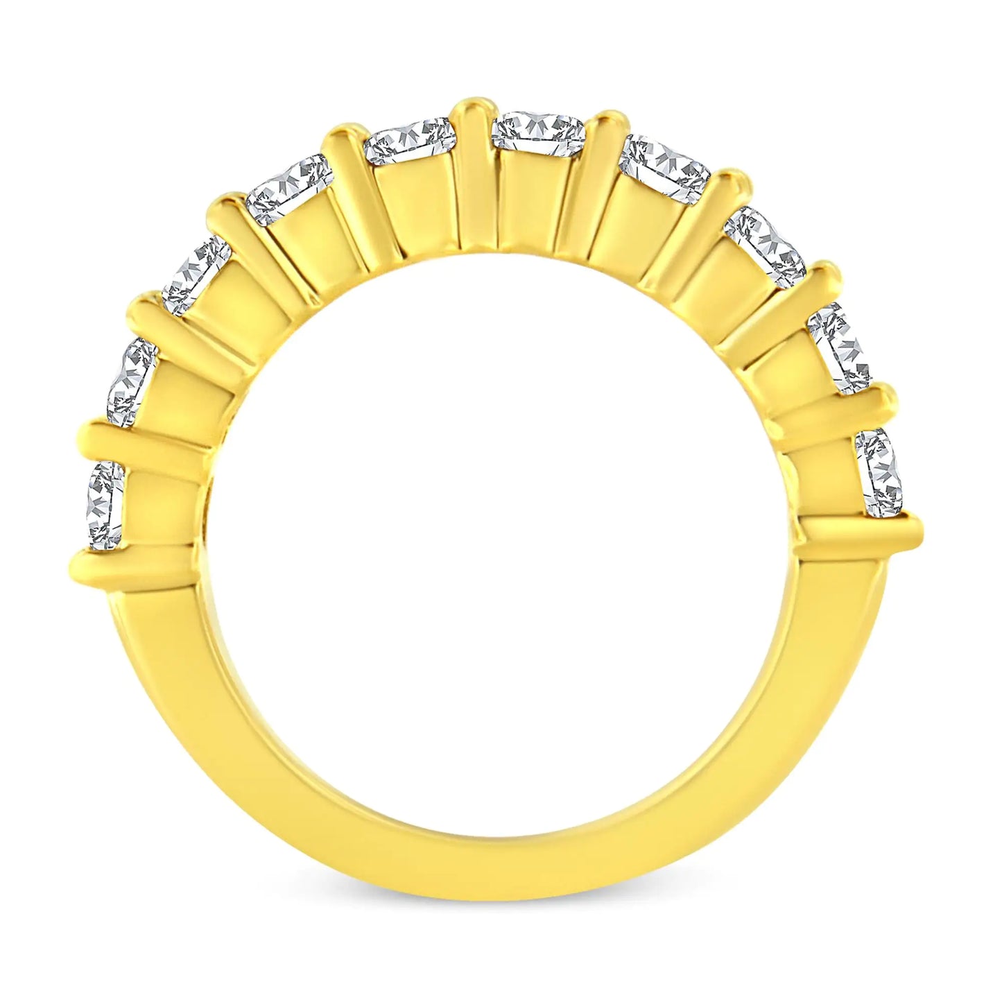 Gioielli - Anello da anniversario in argento sterling 925 placcato oro giallo 14K con diamanti taglio brillante rotondo da 2,0 carati e 10 pietre (colore JK, purezza I1-I2)