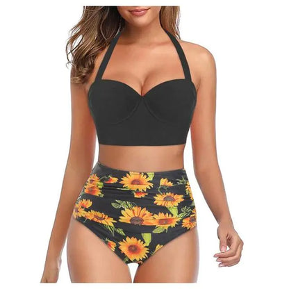 Floral High-Waist Bikini Set