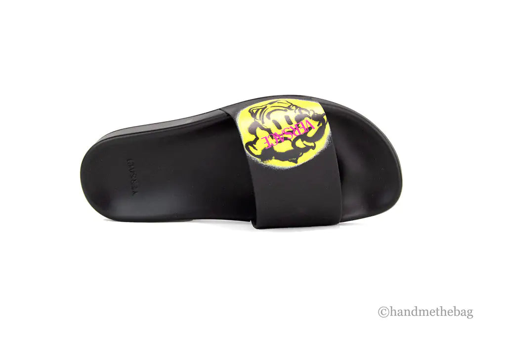 Versace Gomma St. Medusa Smile Black Bright Yellow Pool Slides