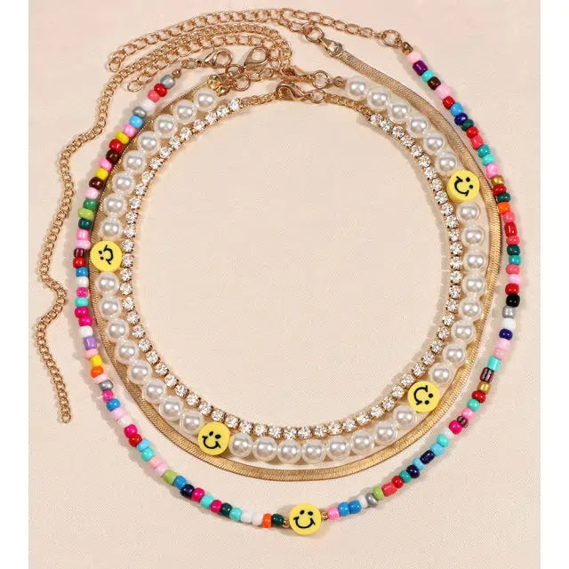 Multilayer Rainbow Beaded Necklace