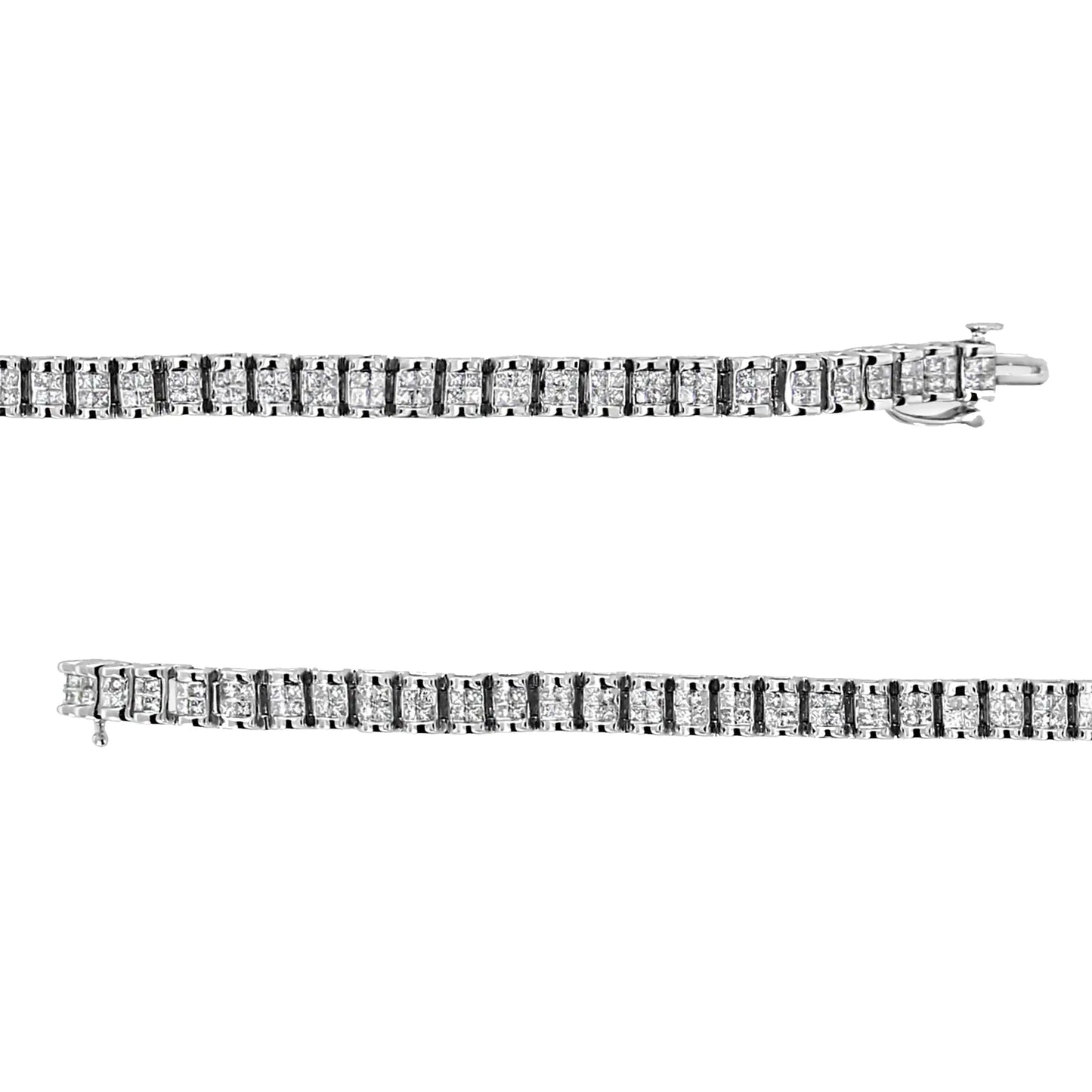 Jewelry - 14K White Gold 3.00 Cttw Princess Diamond Composite Link Tennis Bracelet (I-J Color, I1-I2 Clarity) - 7.25"