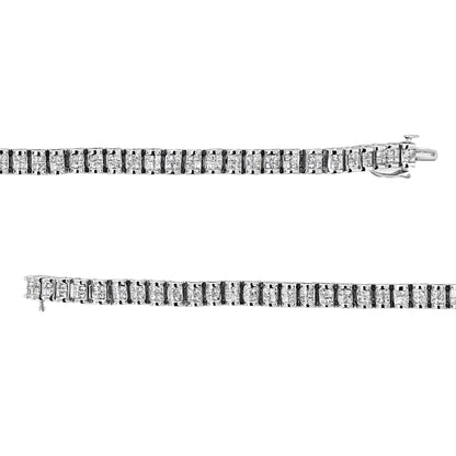 Jewelry - 14K White Gold 3.00 Cttw Princess Diamond Composite Link Tennis Bracelet (I-J Color, I1-I2 Clarity) - 7.25"