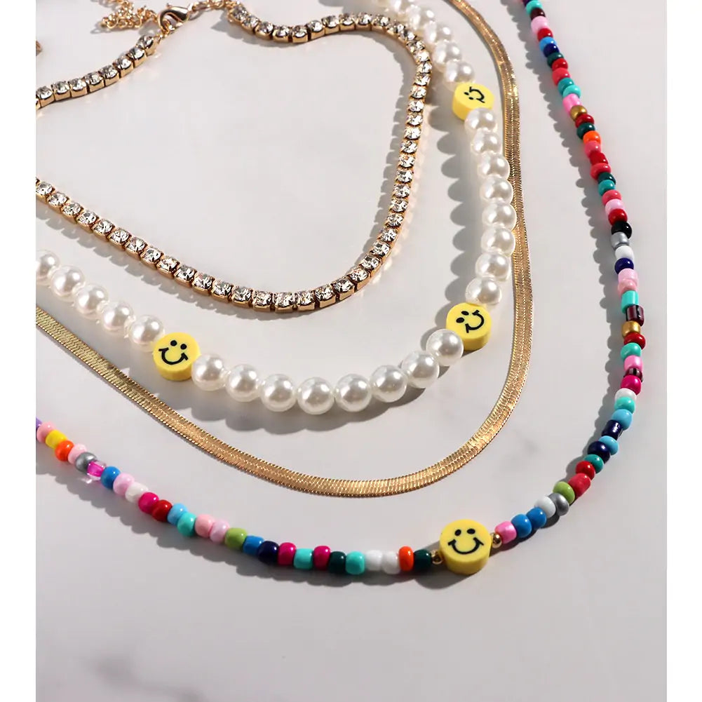 Multilayer Rainbow Beaded Necklace