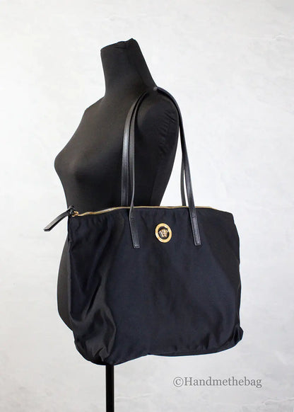 "Rainbow Galore Top Pick" Borsa a tracolla autentica Versace in nylon nero medio La Medusa