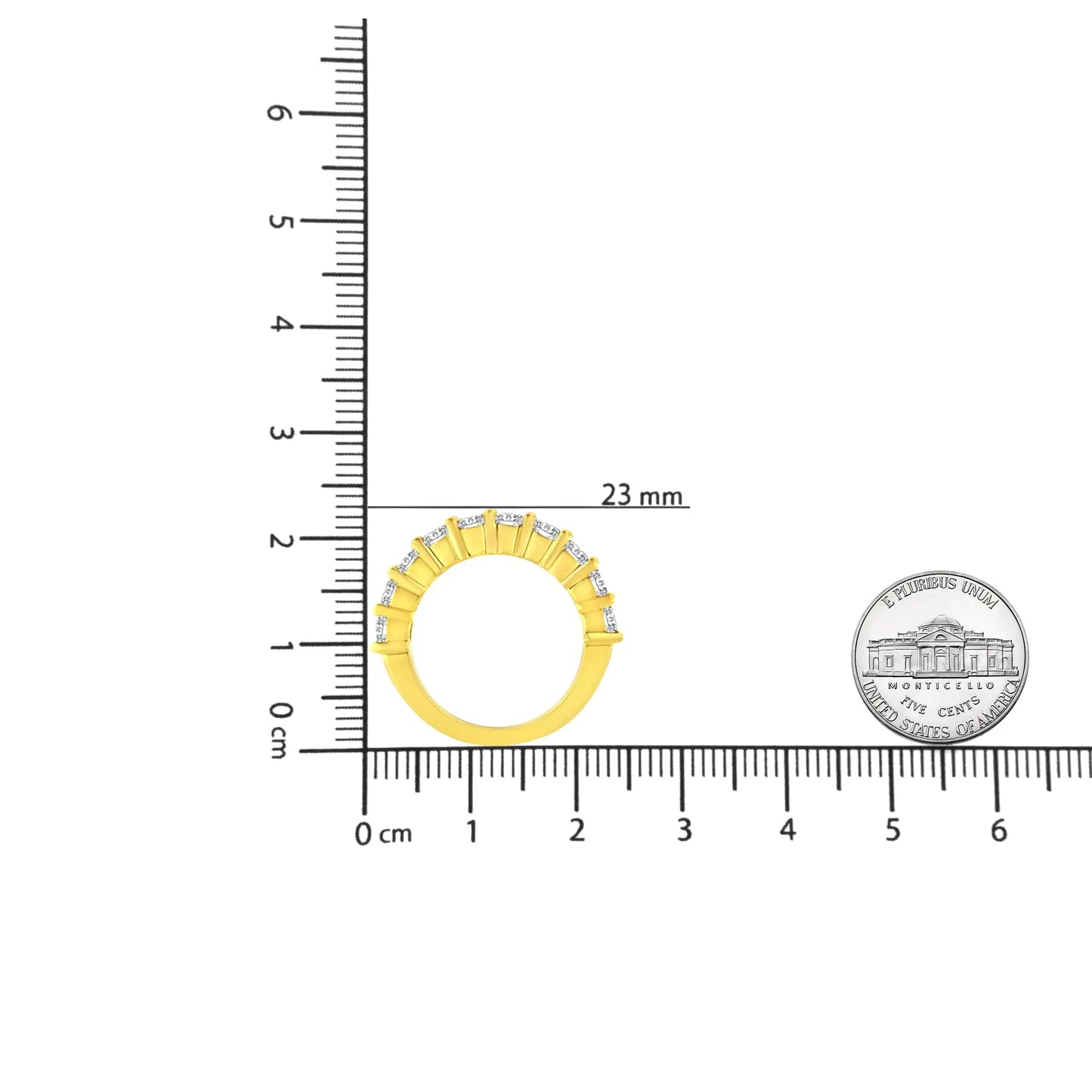 Gioielli - Anello da anniversario in argento sterling 925 placcato oro giallo 14K con diamanti taglio brillante rotondo da 2,0 carati e 10 pietre (colore JK, purezza I1-I2)