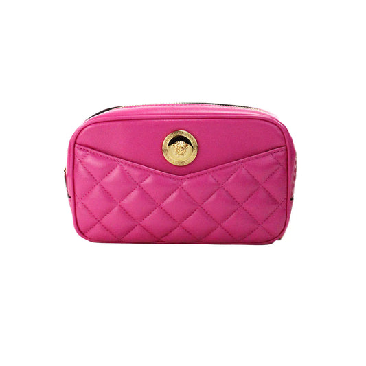 Versace Small Quilted Fuchsia Leather Chain Camera Crossbody