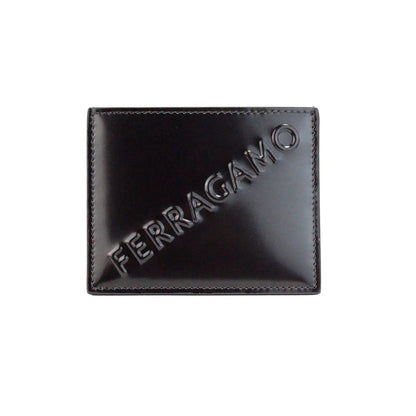 Porta carte sottile in vernice goffrata nera Salvatore Ferragamo