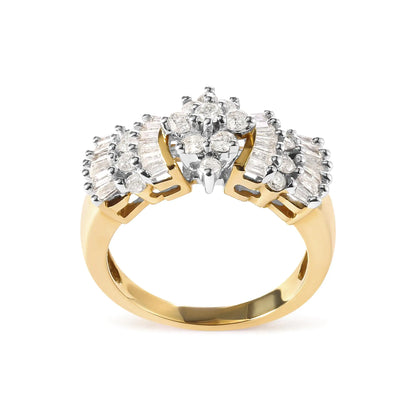 Jewelry - 10K Yellow Gold 1.00 Cttw Diamond Starburst Ring Band (H-I Color, I1-I2 Clarity)