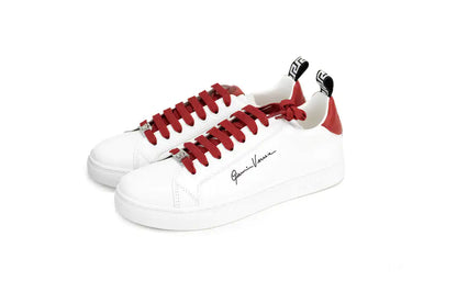 Versace White Red Vitello Leather Gianni Versace Signature Sneakers