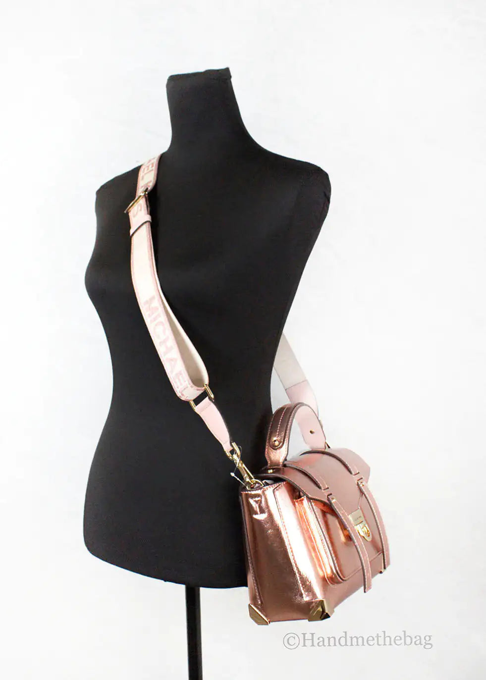 Borsa convertibile Michael Kors Manhattan Media Metallic Primrose