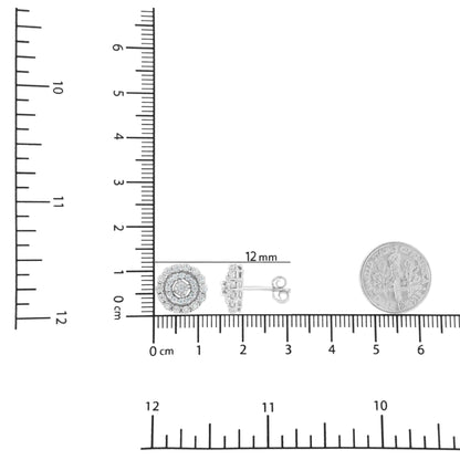 Jewelry - 10KT White Gold 1/2 cttw Double Halo Brilliant Round-Cut Diamond Stud Earrings (I-J Clarity, I2-I3 Color)