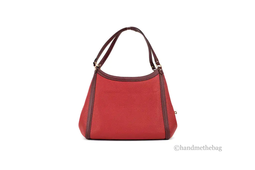 Coach Kristy Red Apple Leather Triple Compartment Shoulder Bag