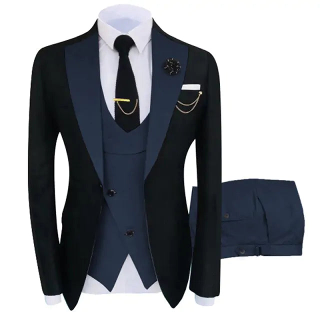 Elegant Luxury Men's 3-Piece Tuxedo Set - Jacket, Trousers, Vest