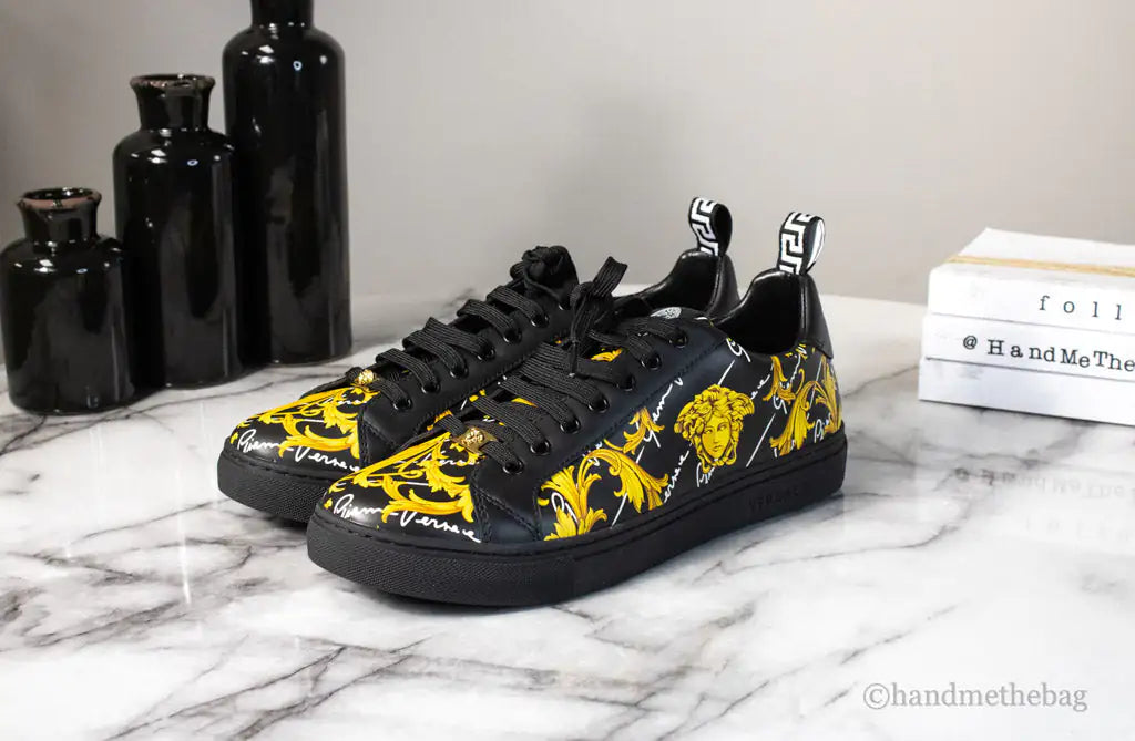 Autentiche Versace Low Top Leather Vitello St. Barocco Sneakers