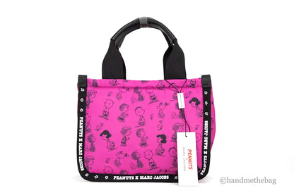 Marc Jacobs X Peanuts 迷你紫红色蓬松尼龙托特包