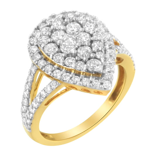 Jewelry - 2 Micron Yellow Plated Sterling Silver Diamond Cluster Ring (1 1/2 cttw, J-K Color, I1-I2 Clarity)