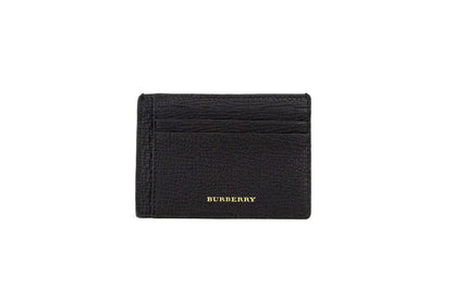 Porta carte di credito in pelle nera Burberry House Check Chase