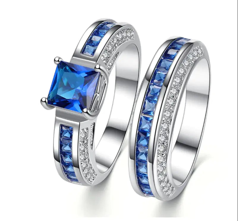 Jubilee Set of 2 Stacking Rings In Pure Crystal Love On Platinum Plating