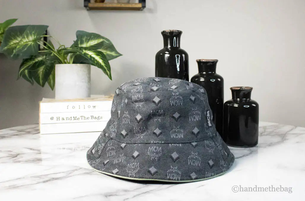 MCM Visetos Dark Grey Recycled Blend Monogram Bucket Hat