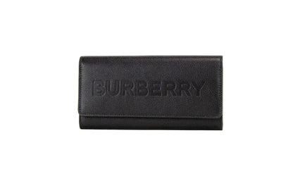 Burberry Porter 黑色皮革品牌压纹手拿包翻盖钱包