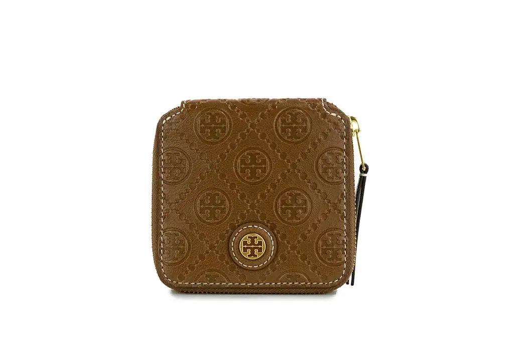 Tory Burch T Monogram Moose Leather Bifold Zip Wallet