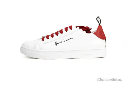 Versace White Red Vitello Leather Gianni Versace Signature Sneakers