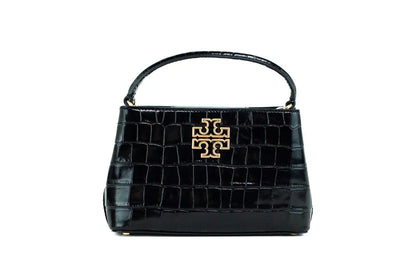 Tory Burch (142566) Small Black Crocodile Embossed Leather Micro Satchel Handbag