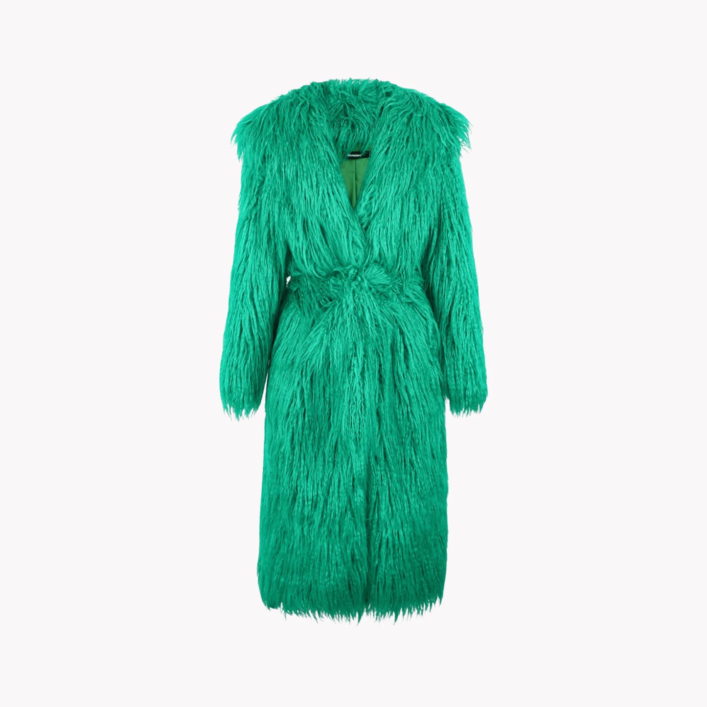 "Rainbow Galore Top Pick" Elegant Shaggy Green Faux Fur Jacket