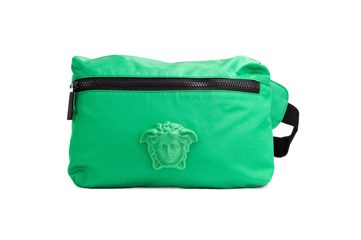 Borsa a tracolla Versace piccola in nylon opaco verde brillante Medusa autentica