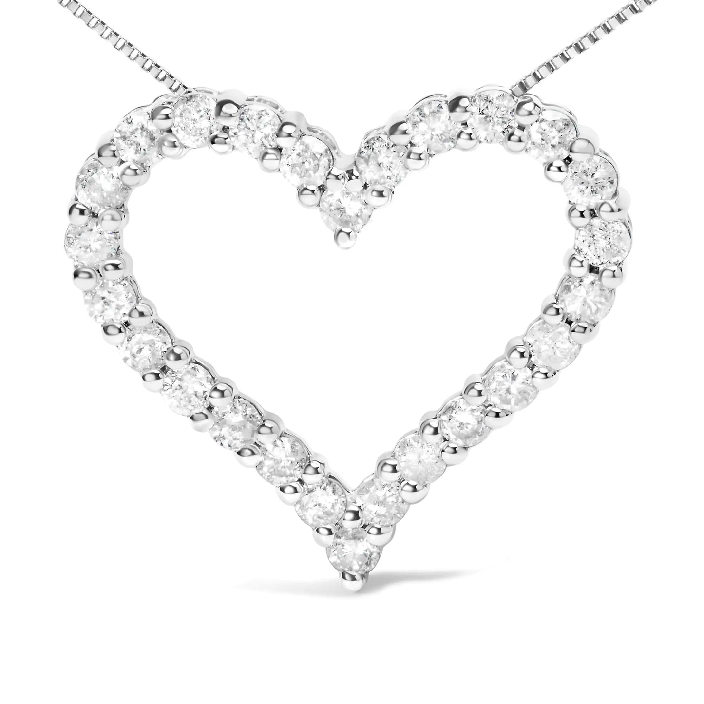 Gioielli - Collana con ciondolo a forma di cuore aperto con diamanti da 2,0 ct in argento sterling .925, lunghezza 18" (colore IJ, purezza I2-I3)